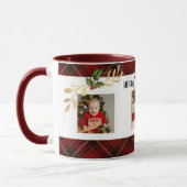 Mug Joyeux Noël Gold Feuilles 3 photos Red Tartan (Gauche)