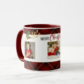Mug Joyeux Noël Gold Feuilles 3 photos Red Tartan (Devant gauche)