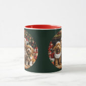 Mug Joyeux Noël Goldendoodle Chiens de chiot (Centre)