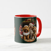 Mug Joyeux Noël Goldendoodle Chiens de chiot (Devant droit)