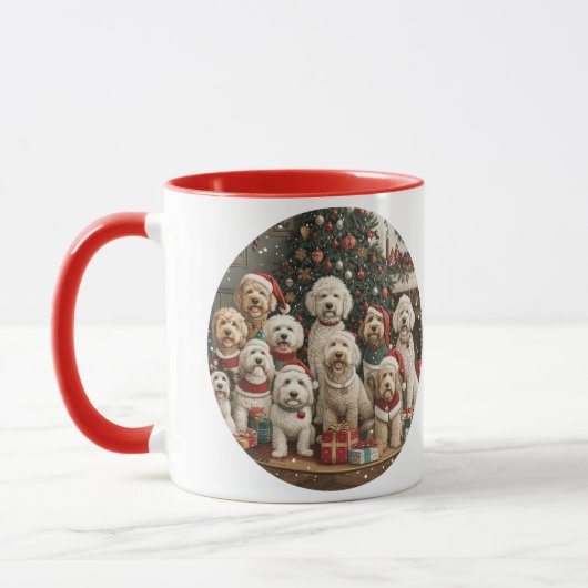 Mug Joyeux Noël Goldendoodle Chiens de chiot (Gauche)