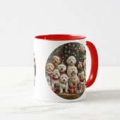 Mug Joyeux Noël Goldendoodle Chiens de chiot (Devant droit)