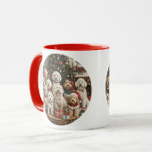 Mug Joyeux Noël Goldendoodle Chiens de chiot (Devant gauche)