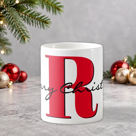 Mug Joyeux Noël Gras Rouge Initial 11oz Classique