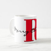 Mug Joyeux Noël Gras Rouge Initial 11oz Classique (Devant gauche)