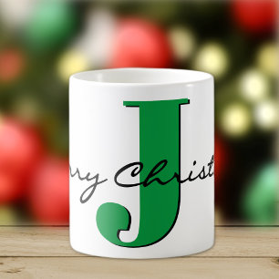 Mug Joyeux Noël gras vert initial 11oz classique