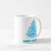 Mug Joyeux Noël Hiver Bleu Arbre à manches longues (Devant droit)