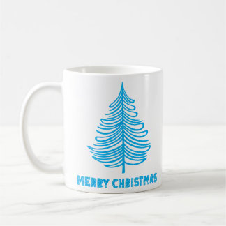 Mug Joyeux Noël Hiver Bleu Arbre à manches longues
