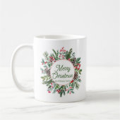 Mug joyeux noël hiver verdure écriture verte (Gauche)