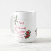 Mug joyeux noël hiver verdure fleurie rouge vert (Devant gauche)