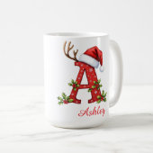 Mug Joyeux Noël initiale A monogramme  (Devant droit)