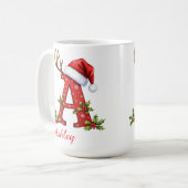 Mug Joyeux Noël initiale A monogramme  (Devant gauche)