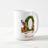 Mug Joyeux Noël initiale de monogramme personnalisé O (Devant droit)