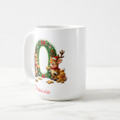 Mug Joyeux Noël initiale de monogramme personnalisé O (Devant gauche)