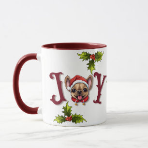 Mug Joyeux Noël Joy Cute French Bulldog holly