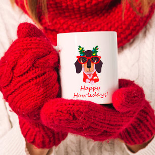 Mug Joyeux Noël Joyeux Howlidays Chien Doxie Dachshund