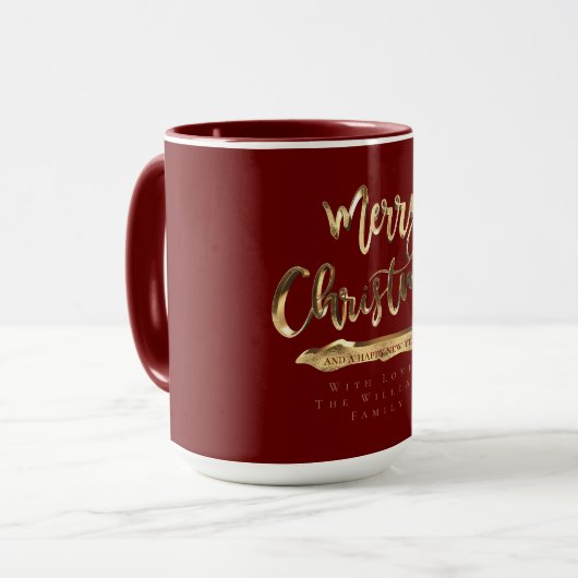 Mug Joyeux Noël Joyeux Nouvel An Elégant Or Rouge (Devant gauche)