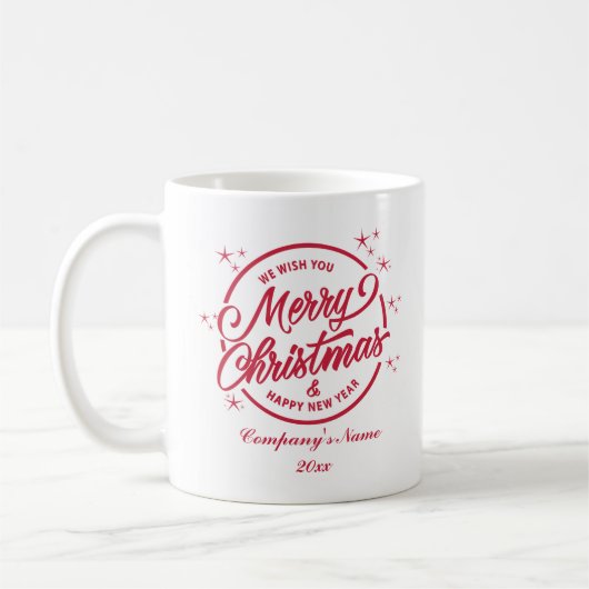 Mug Joyeux Noël & Joyeux Nouvel An, Typographie Rouge (Gauche)