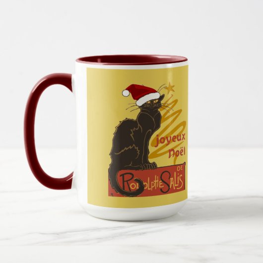 Mug Joyeux Noël Le Chat Noir Avec Arbre Doré Stylisé (Gauche)