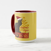 Mug Joyeux Noël Le Chat Noir Avec Arbre Doré Stylisé (Devant gauche)