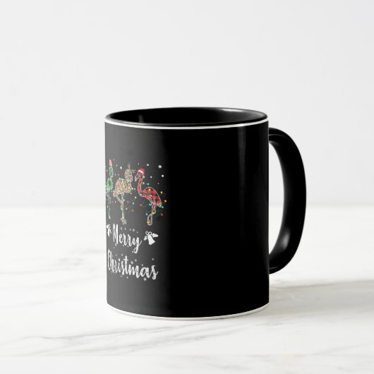 Mug Joyeux Noël Leopard Rouge Vert Flamant rose Plaid (Devant droit)