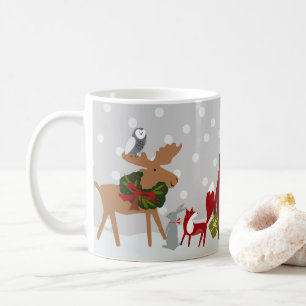 Mug Joyeux Noël Les animaux des bois de neige personna