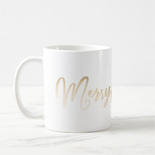 Mug Joyeux Noël lettrage or feuille Noël