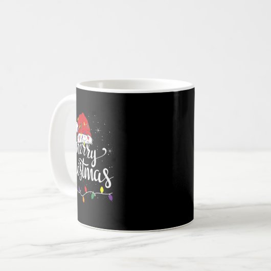 Mug Joyeux Noël Lumières Rouge Noël Chapeau Noël Famil (Devant gauche)