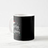 Mug Joyeux Noël Lumières Rouge Noël Chapeau Noël Famil (Devant gauche)