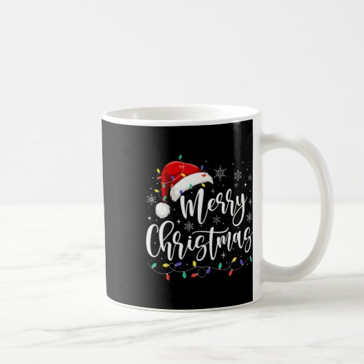 Mug Joyeux Noël Lumières Rouge Noël Chapeau Noël Famil (Droite)