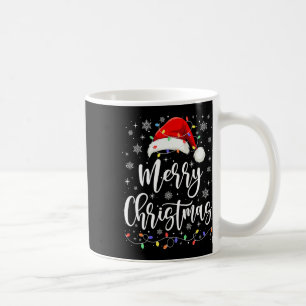 Mug Joyeux Noël Lumières Rouge Noël Chapeau Noël Famil
