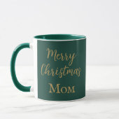 Mug Joyeux Noël Maman Vert Et Or Script (Gauche)