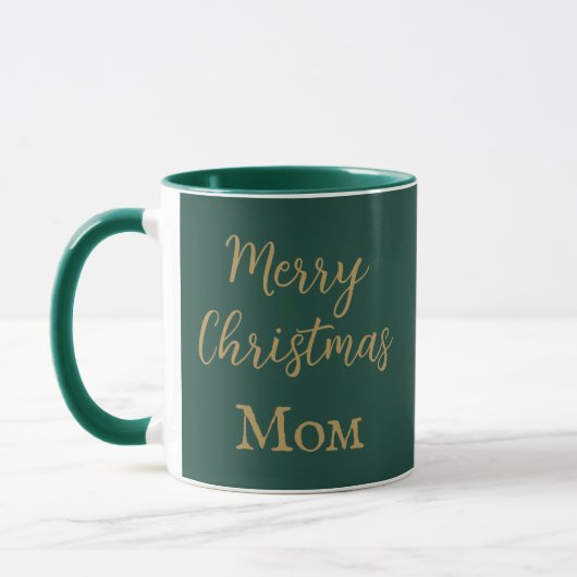 Mug Joyeux Noël Maman Vert Et Or Script (Gauche)