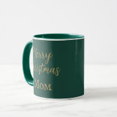 Mug Joyeux Noël Maman Vert Et Or Script (Devant gauche)