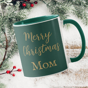 Mug Joyeux Noël Maman Vert Et Or Script