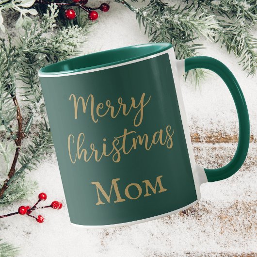 Mug Joyeux Noël Maman Vert Et Or Script