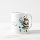 Mug Joyeux Noël mignon Angel style d'art populaire (Devant droit)