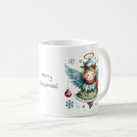 Mug Joyeux Noël mignon Angel style d'art populaire (Devant droit)