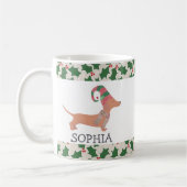 Mug Joyeux Noël mignon chien Dachshund (Gauche)