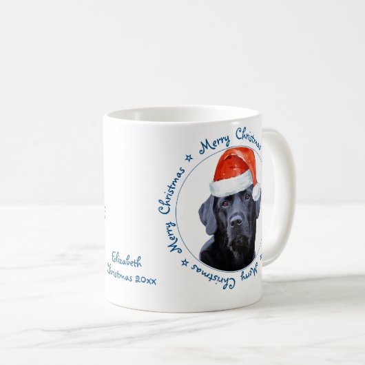 Mug Joyeux Noël mignon Chien Retriever Black Labrador (Devant droit)