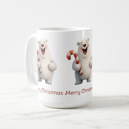 Mug Joyeux Noël mignon Ours Polaire Design (Devant gauche)