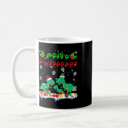 Mug Joyeux Noël mignon Xmas T-rex Asl Langue des Signe (Gauche)