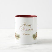 Mug Joyeux Noël mignonne Aquarelle Nom de l'écureuil (Centre)