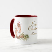 Mug Joyeux Noël mignonne Aquarelle Nom de l'écureuil (Devant gauche)
