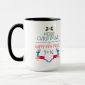 Mug Joyeux Noël mignonne cerf et texte personnalisé (Gauche)
