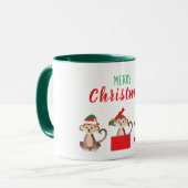 Mug Joyeux Noël Mignons singes Casquettes de Noël (Devant gauche)