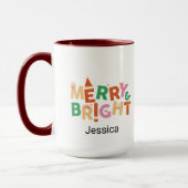 Mug Joyeux Noël moderne et nom coloré brillant (Gauche)