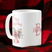 Mug Joyeux Noël moderne Script Red Bow Personnalisé