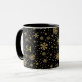 Mug Joyeux Noël Monogramme Golden Snowflakes (Devant gauche)