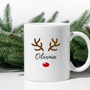 Mug Joyeux Noël Nez et Bois de Renne Personnalisé